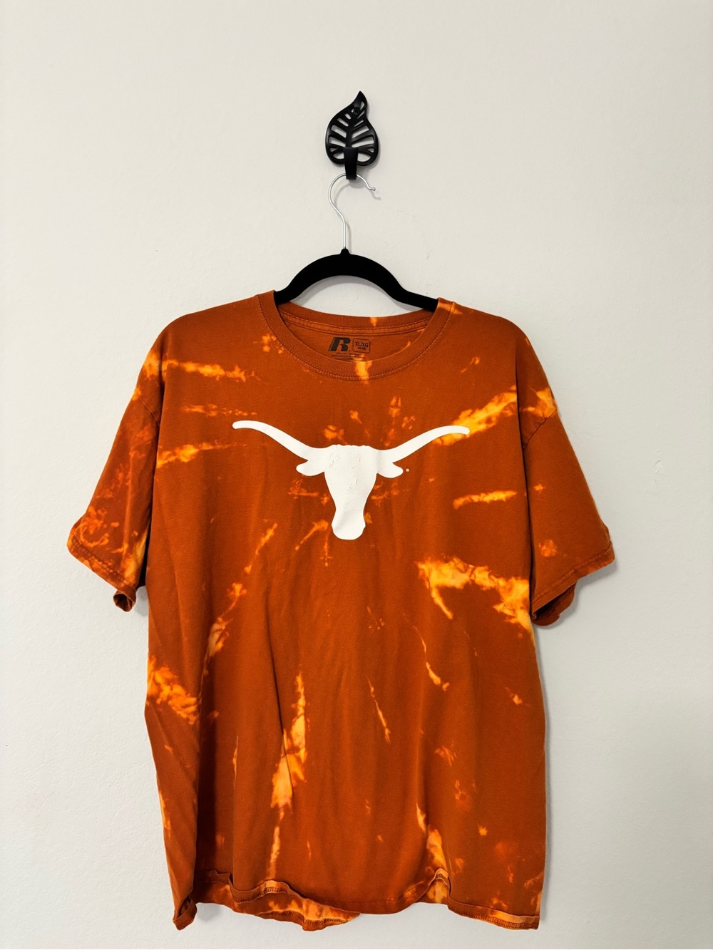 🧡 Texas Longhorns Bleach Dye Tee — Russell Athletic, XL